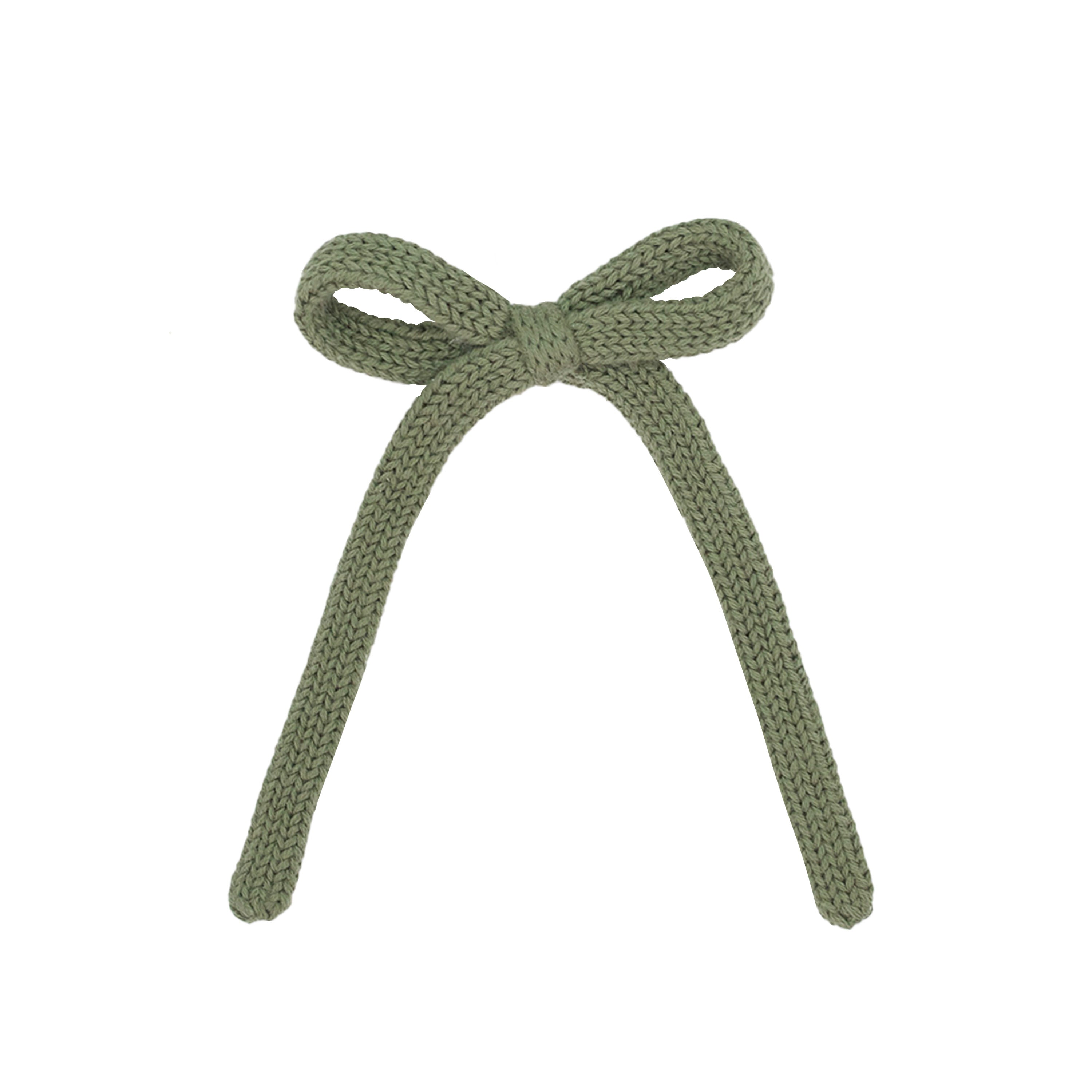Sweater Bow - Olive Knit Sash Clip