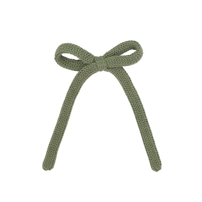 Sweater Bow - Olive Knit Sash Clip