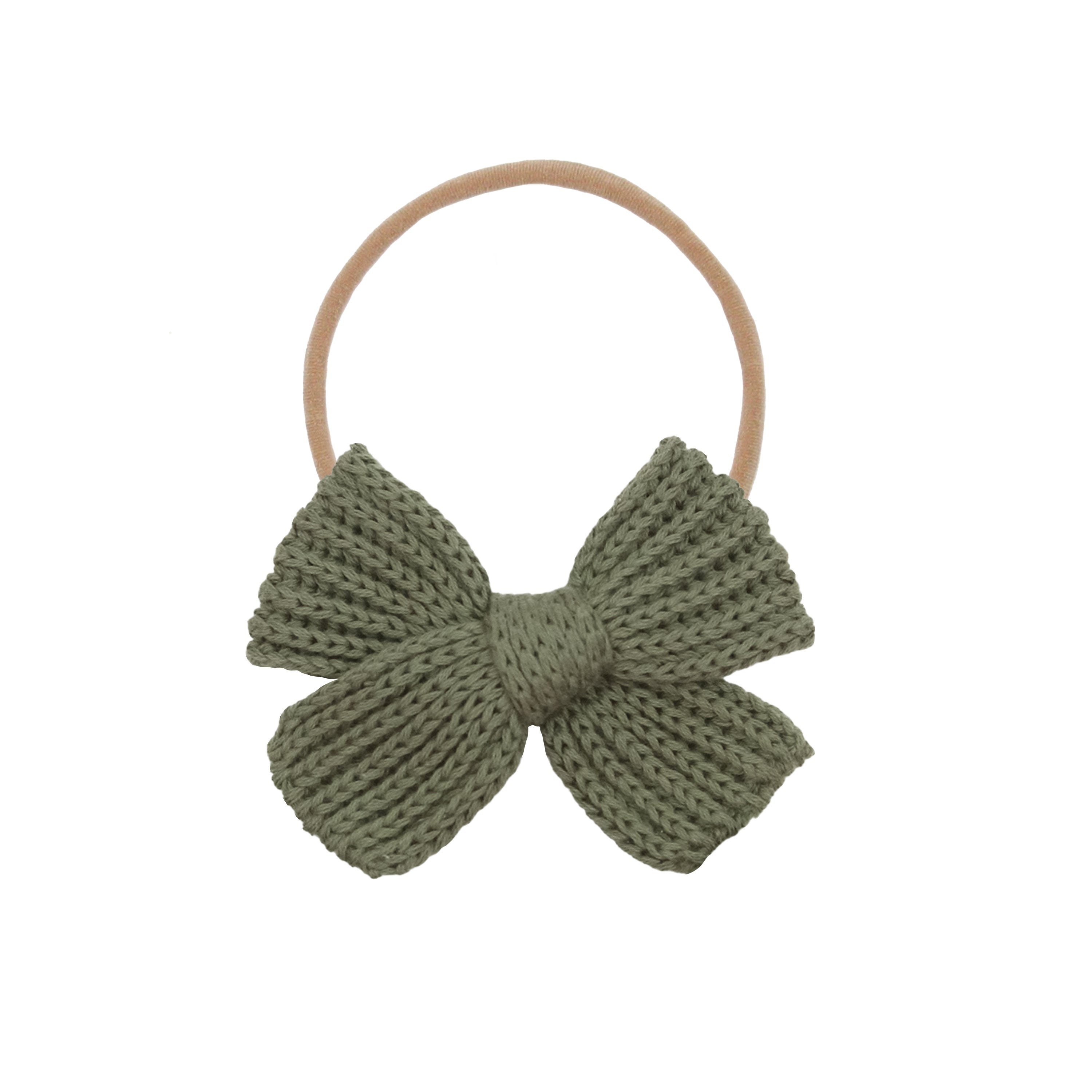 Sweater Bow - Olive Chunky Knit Headband
