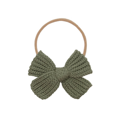 Sweater Bow - Olive Chunky Knit Headband