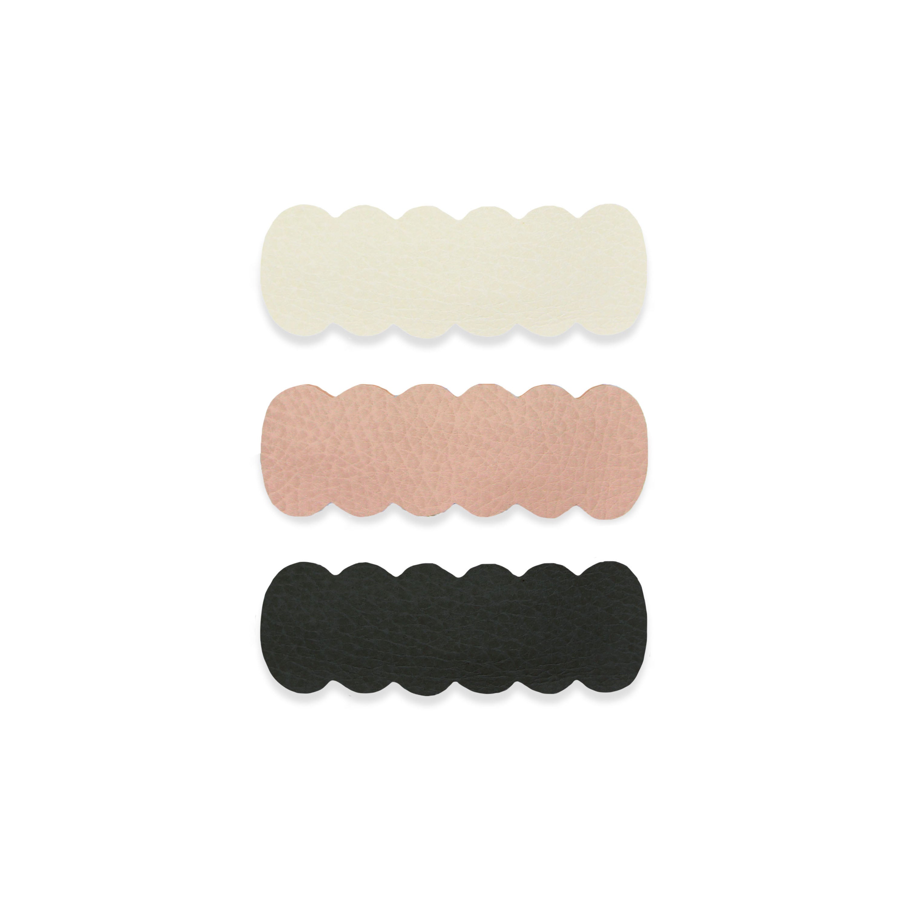 Leather 3 Pack - Primrose Scallop Snap Clips