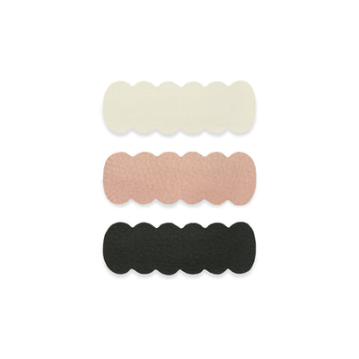 Leather 3 Pack - Primrose Scallop Snap Clips
