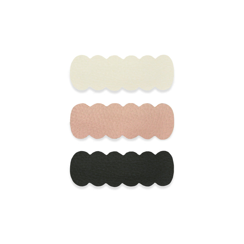 Leather 3 Pack - Primrose Scallop Snap Clips