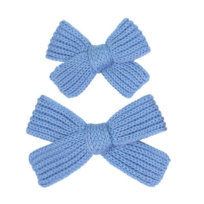 Sweater Bow - Periwinkle Chunky Knit Clip