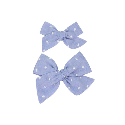 Classic Bow - Periwinkle Swiss Dot Clip
