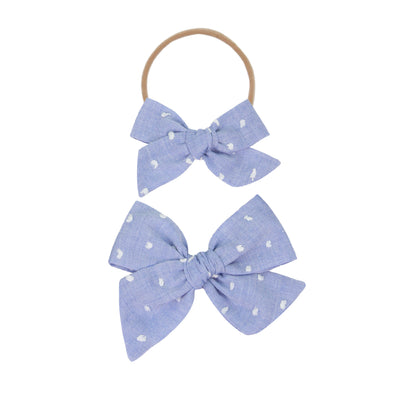 Classic Bow - Periwinkle Swiss Dot Headband
