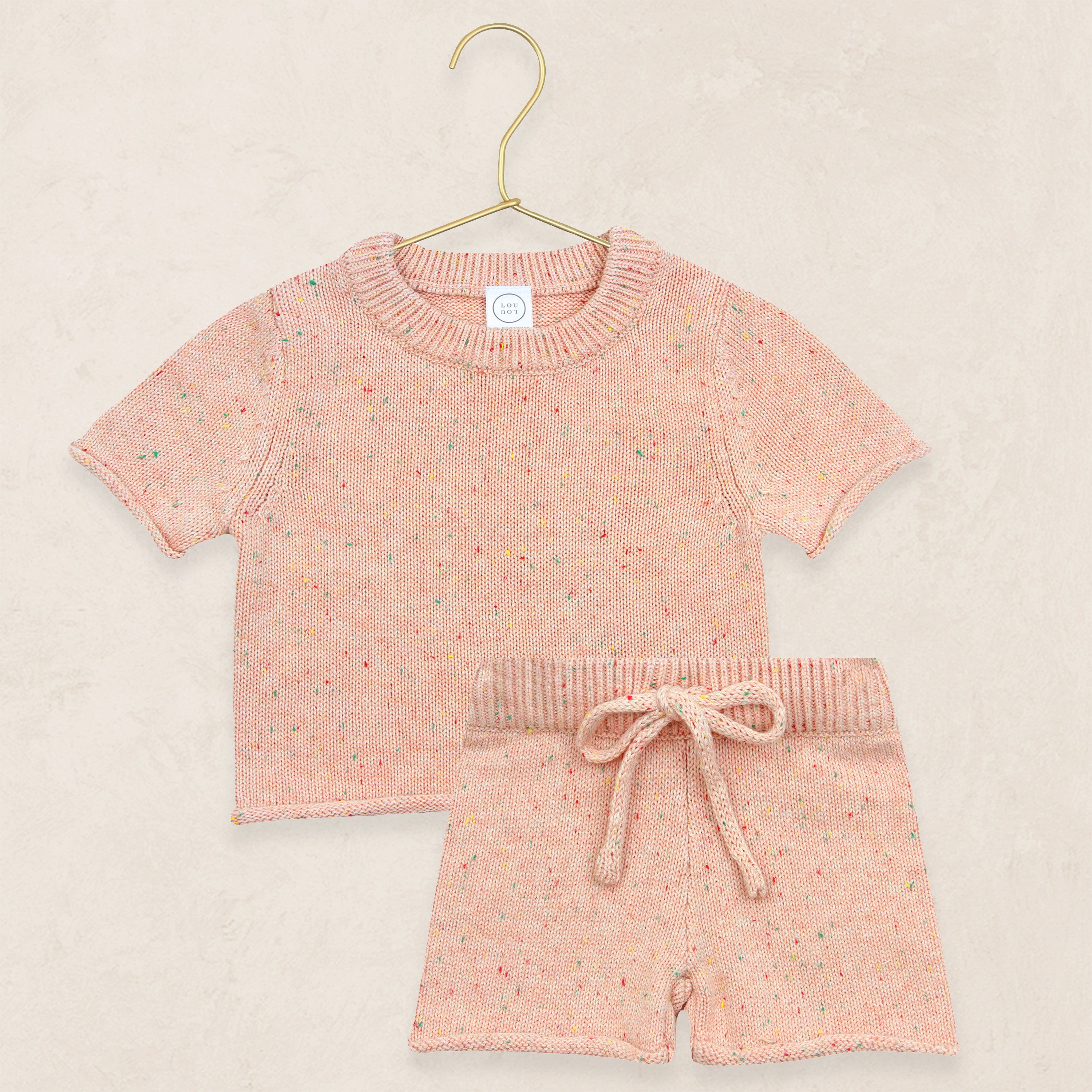 Knit Shirt + Short Set - Petal Speckle