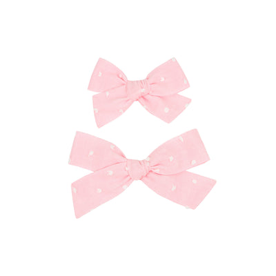 Classic Bow - Petal Swiss Dot Clip