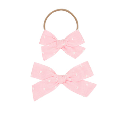 Classic Bow - Petal Swiss Dot Headband