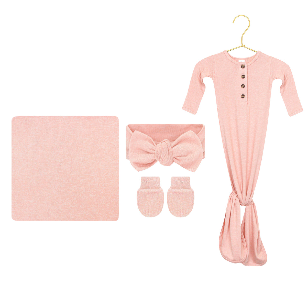 Piper Plush Knit Newborn Headband Bundle + Knotted Gown