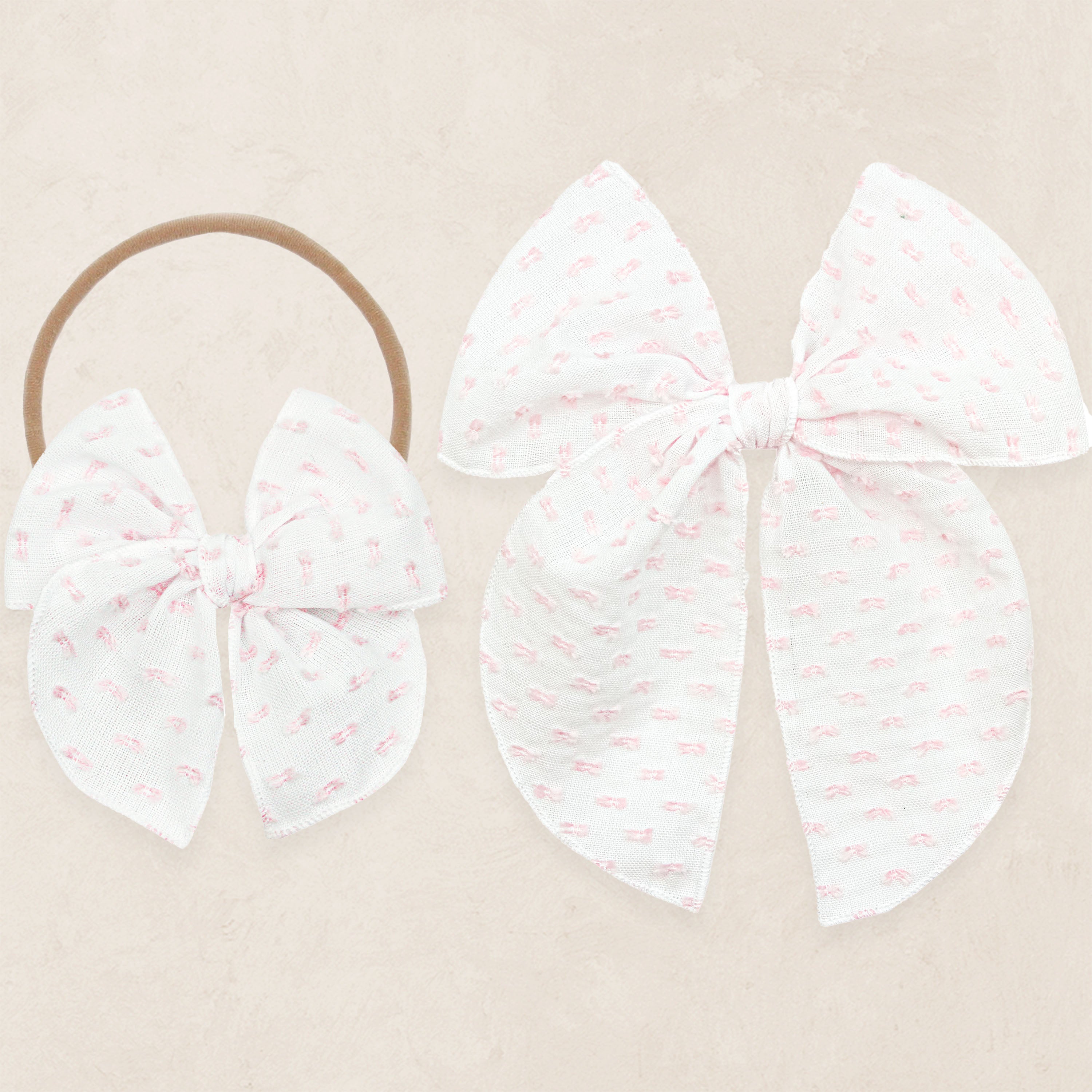 Heirloom Bow - Pink Swiss Dot