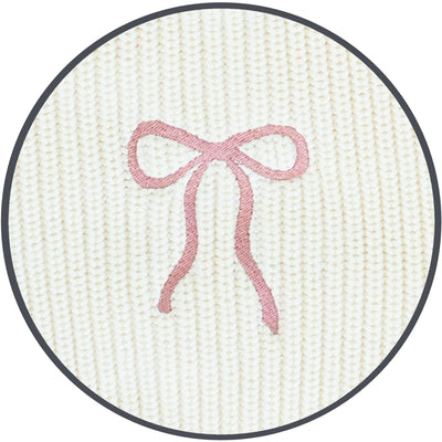 Bow Embroidery - Knit Chunky Sweater