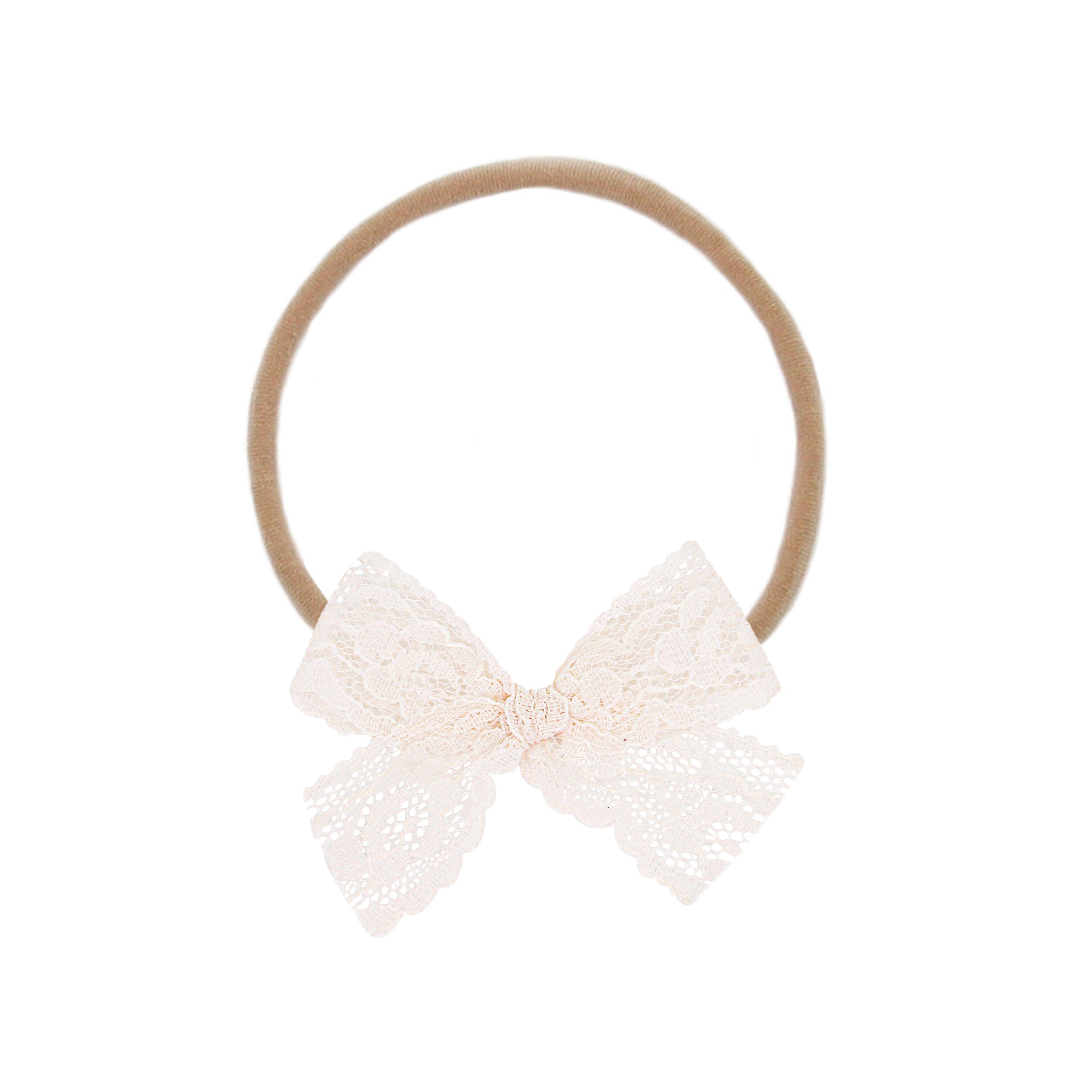 Lace Bow - Powder Pink Headband