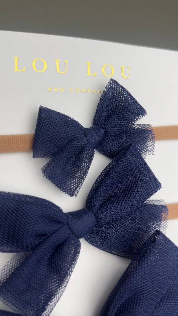 Tulle Bow - Navy Clip