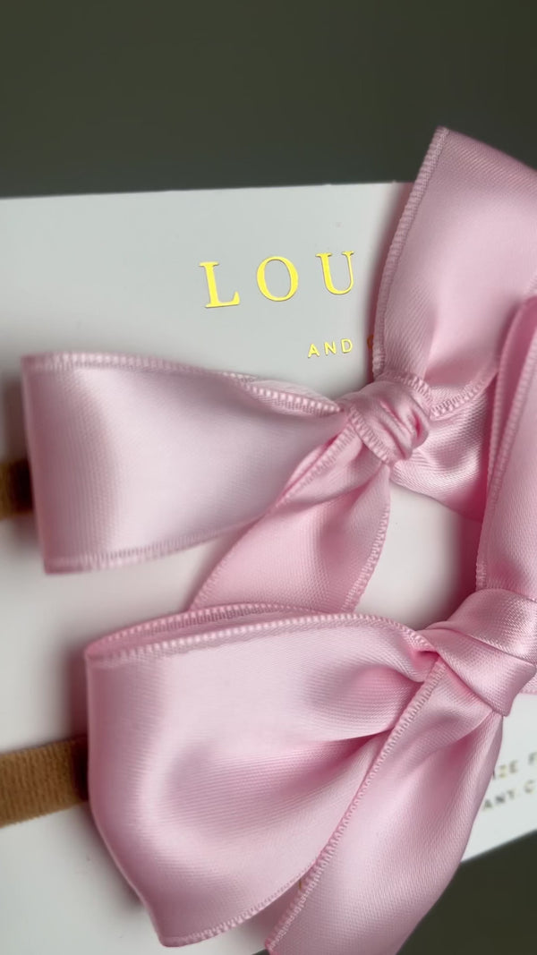 Satin Bow - Baby Pink Clip