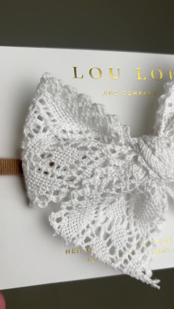 Lace Bow - White Crochet