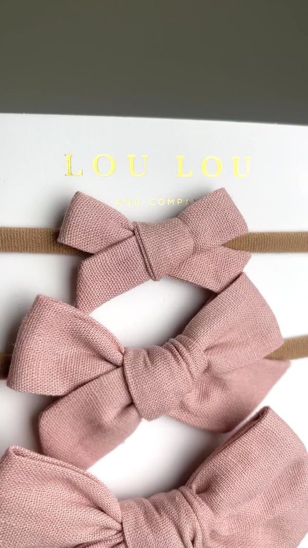 Linen Bow - Rose Headband