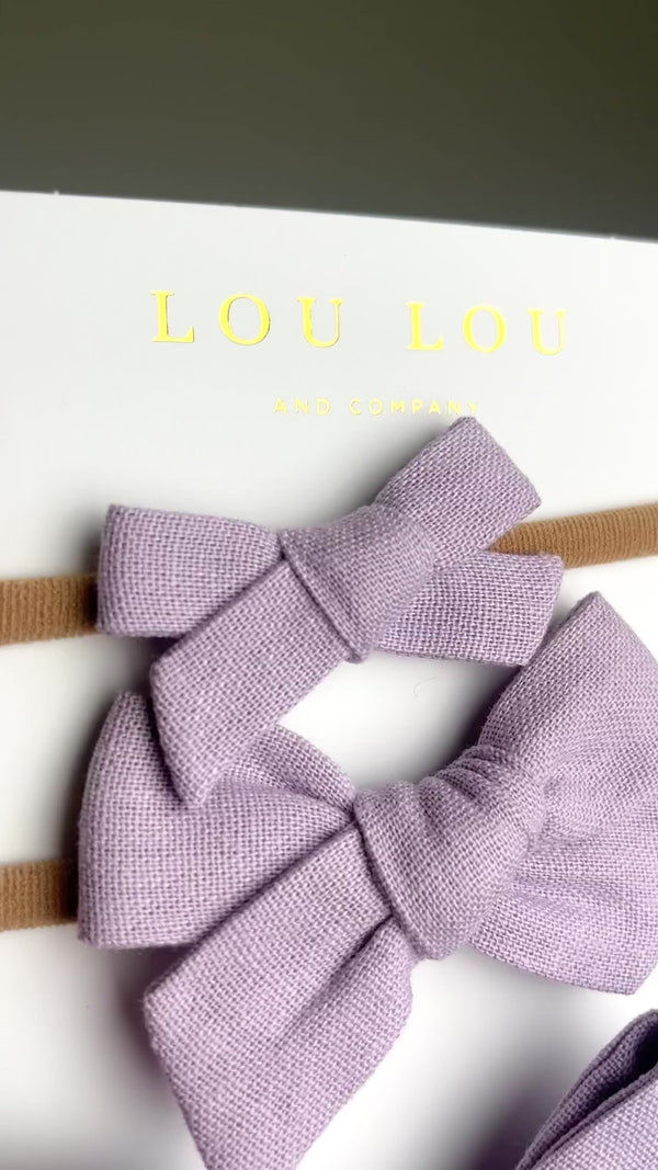 Linen Bow - Lavender Clip