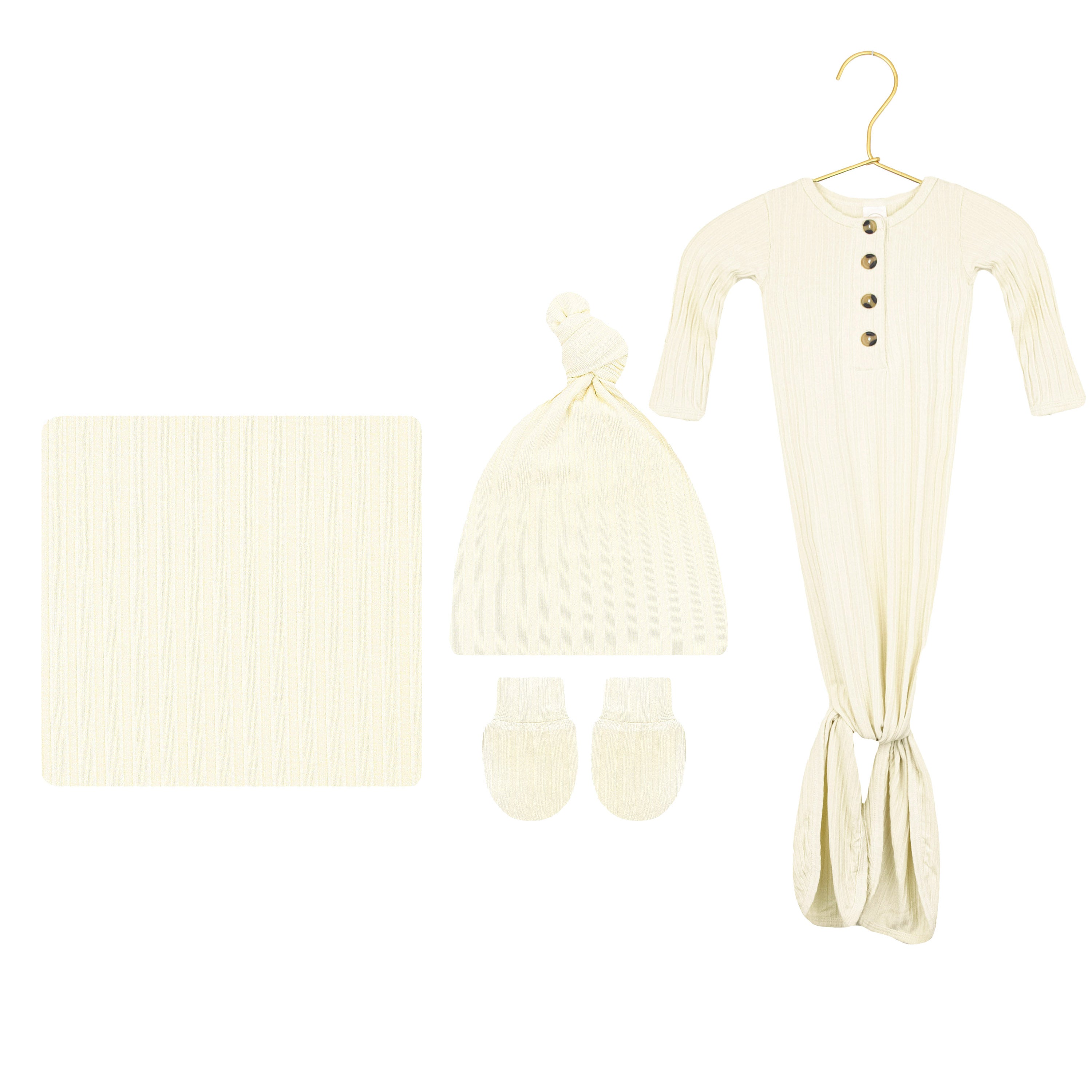 Quinn Ribbed Newborn Hat Bundle (Gown)
