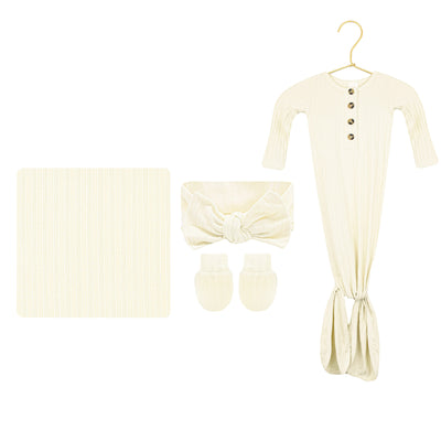 Quinn Ribbed Newborn Headband Bundle (Gown)