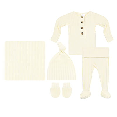 Quinn Ribbed Newborn Hat Bundle (Top + Bottom)
