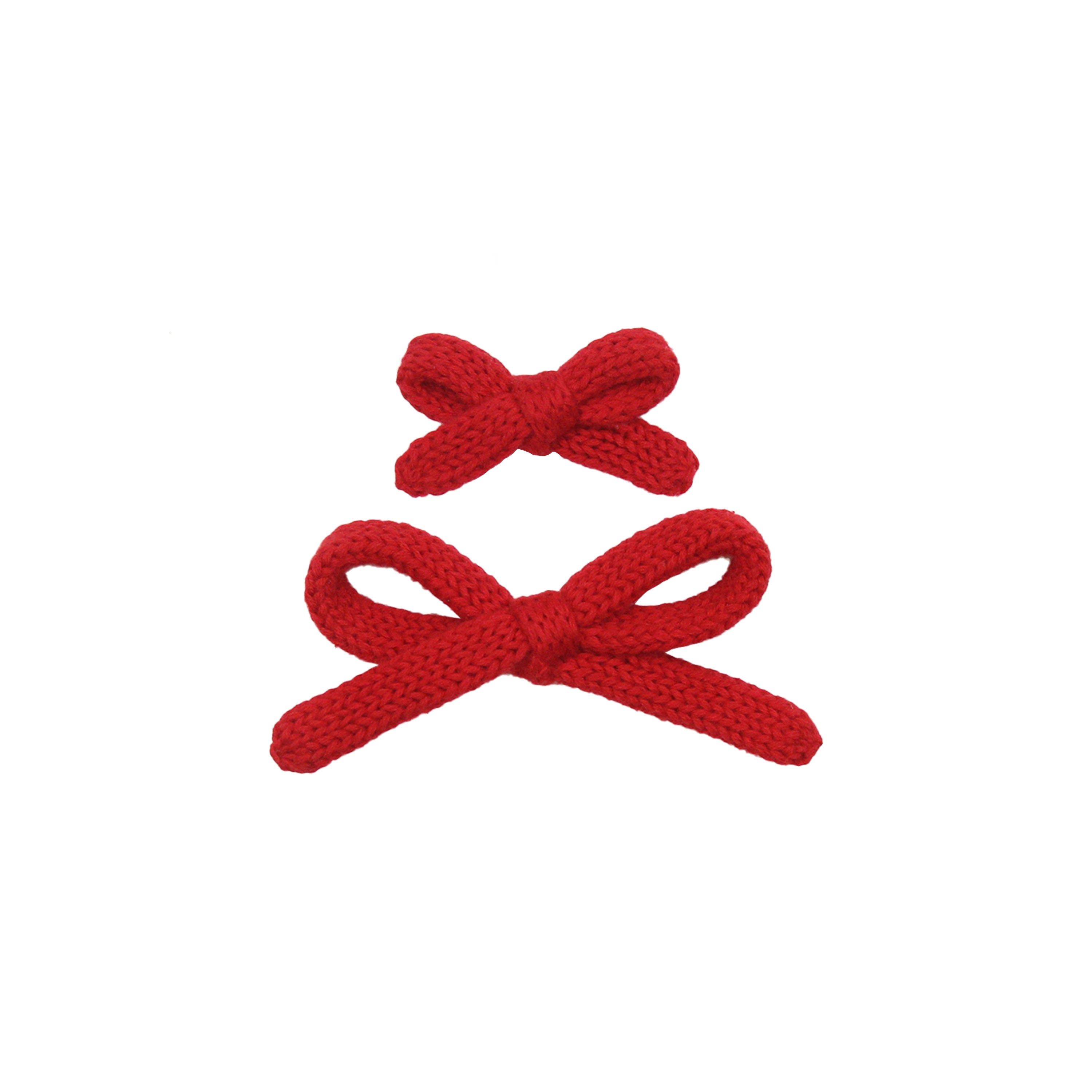 Sweater Bow - Red Knit Clip