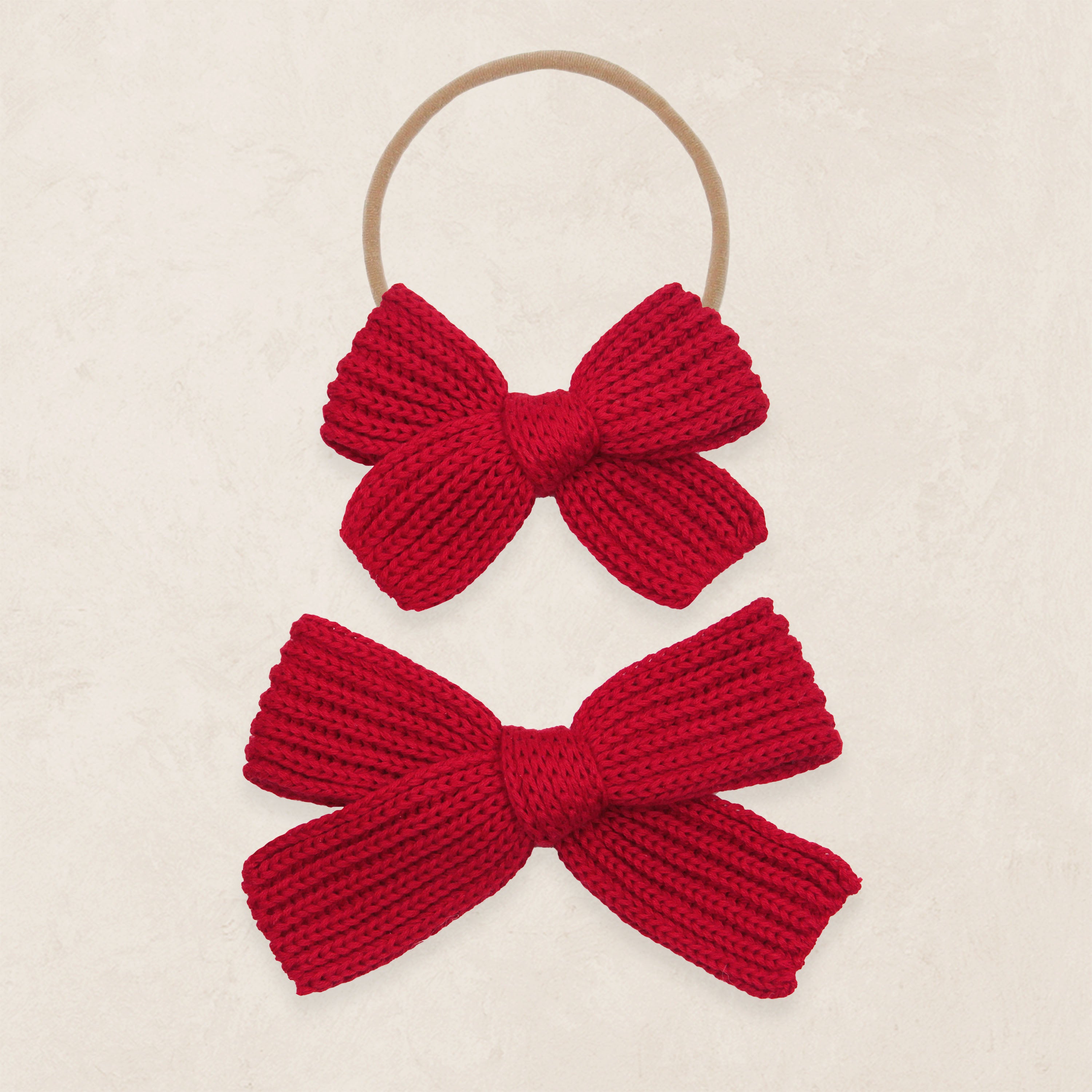 Sweater Bow - Red Chunky Knit