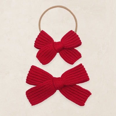Sweater Bow - Red Chunky Knit