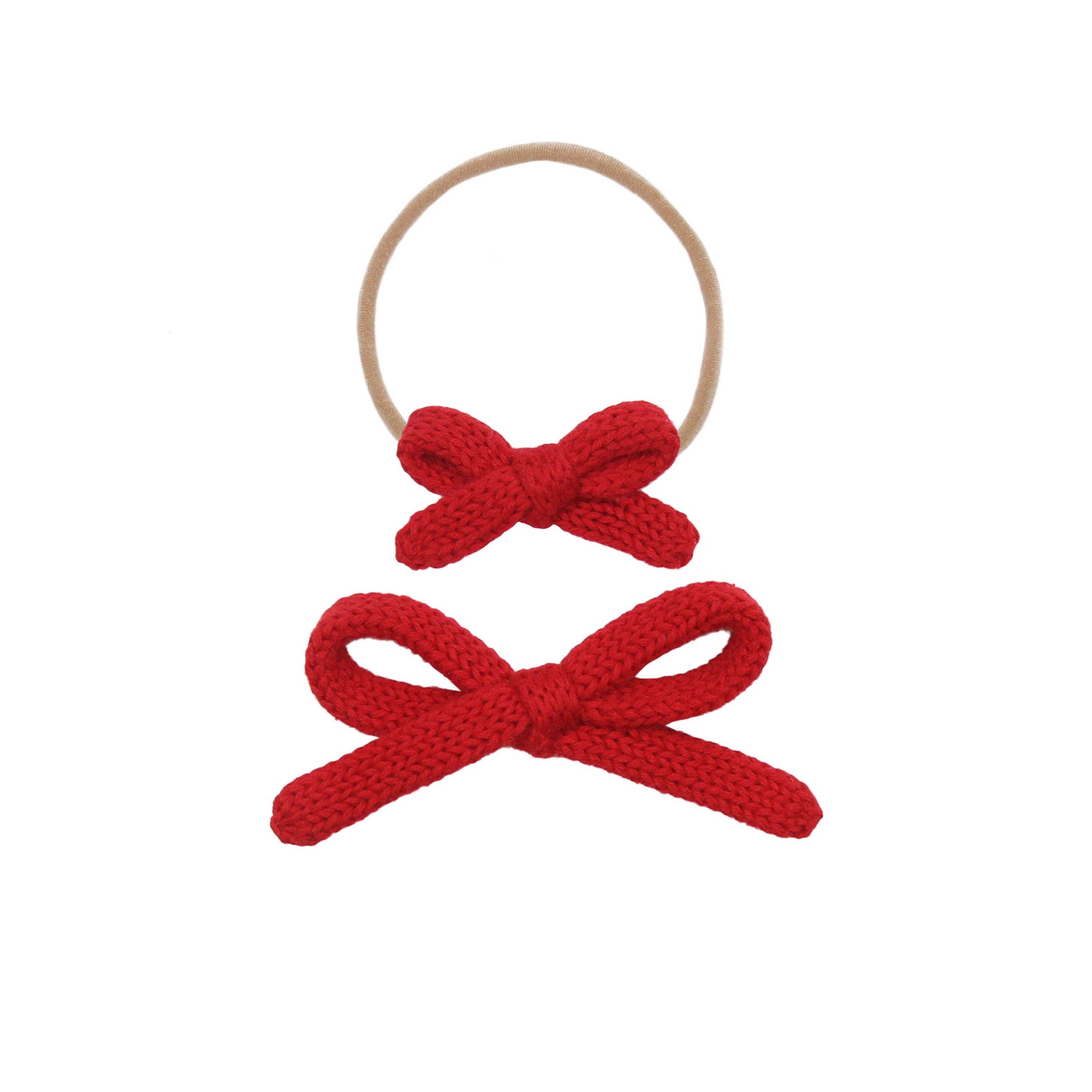 Sweater Bow - Red Knit Headband