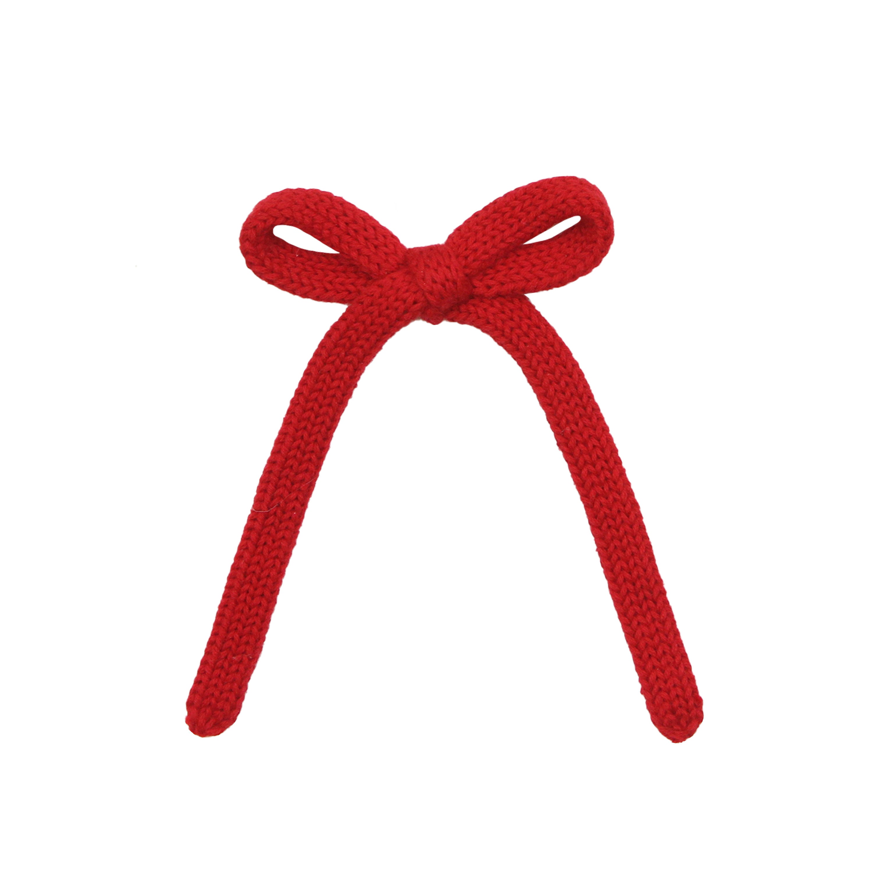 Sweater Bow - Red Knit Sash Clip