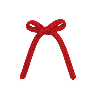 Sweater Bow - Red Knit Sash Clip