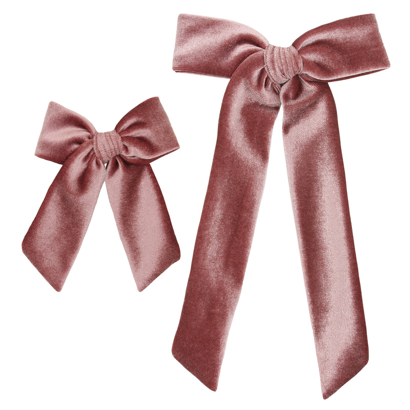 Velvet Sash - Rose Bow Clip