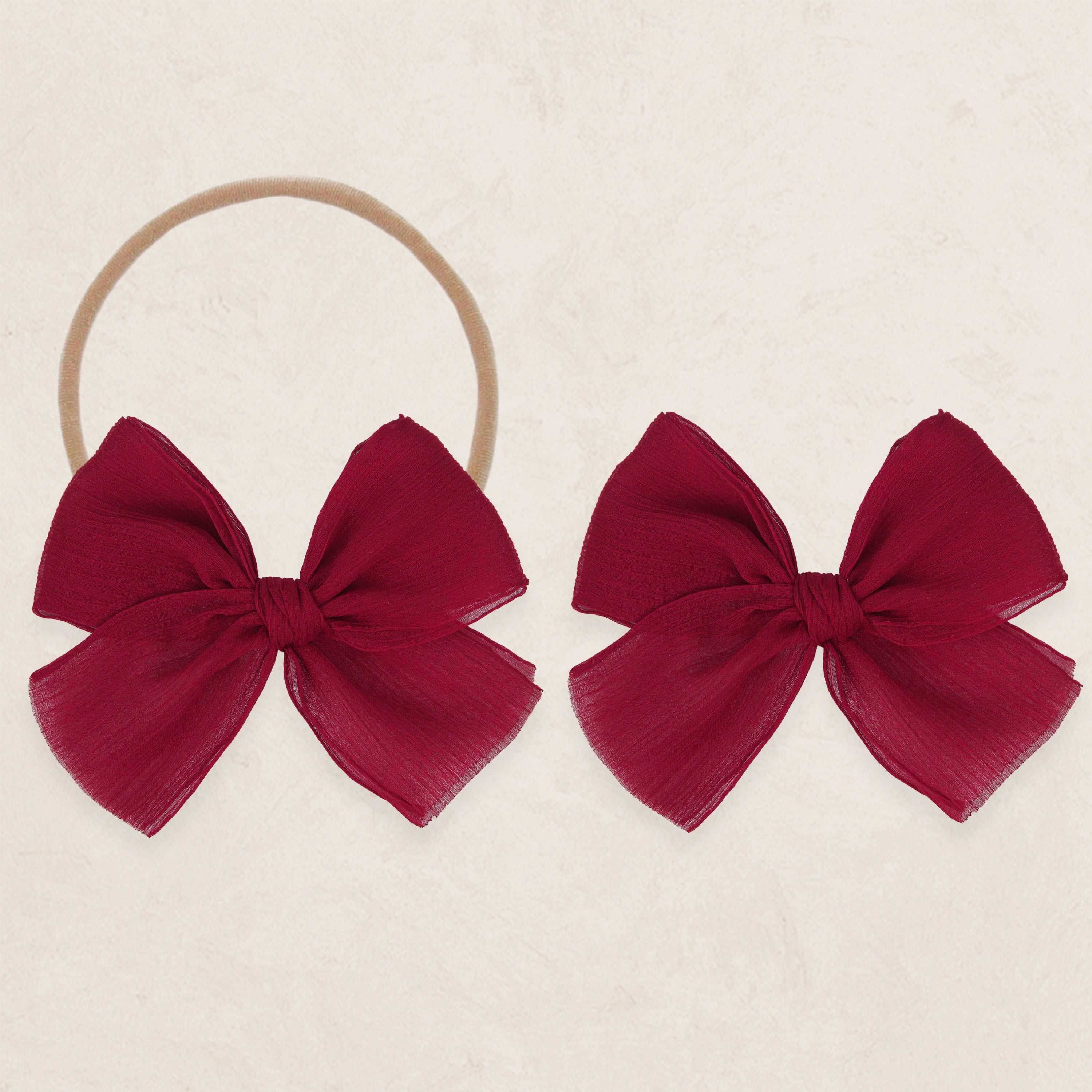 Chiffon Bow - Ruby