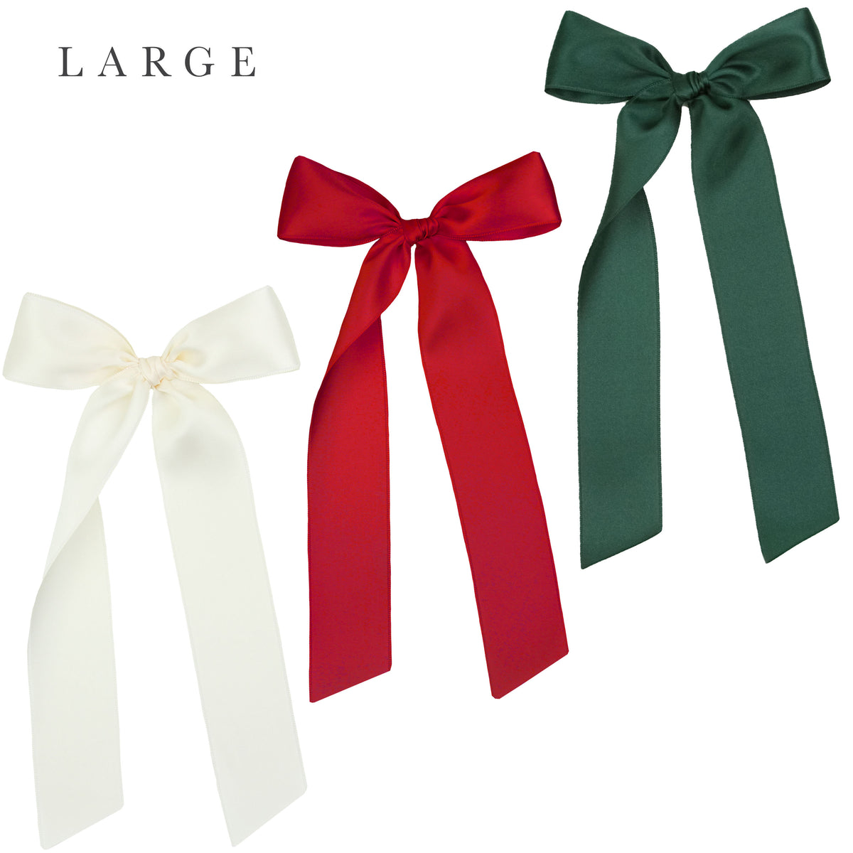 Satin Bow 3 Pack: Ruby Sash Clips
