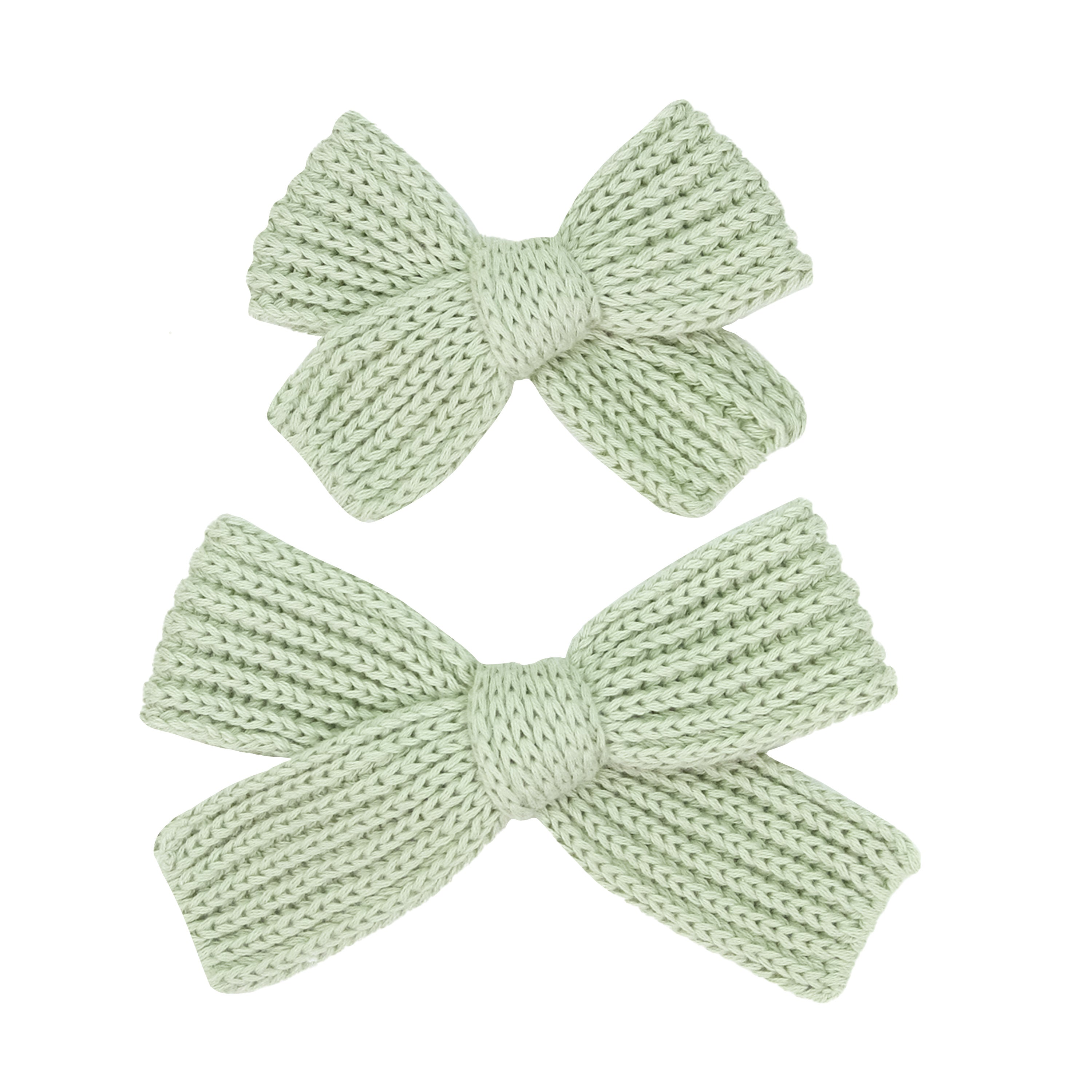 Sweater Bow - Sage Chunky Knit Clip