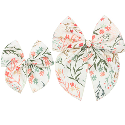 Heirloom Bow - Coral Floral Clip