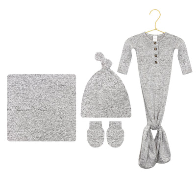 Sam Plush Knit Newborn Hat Bundle + Knotted Gown