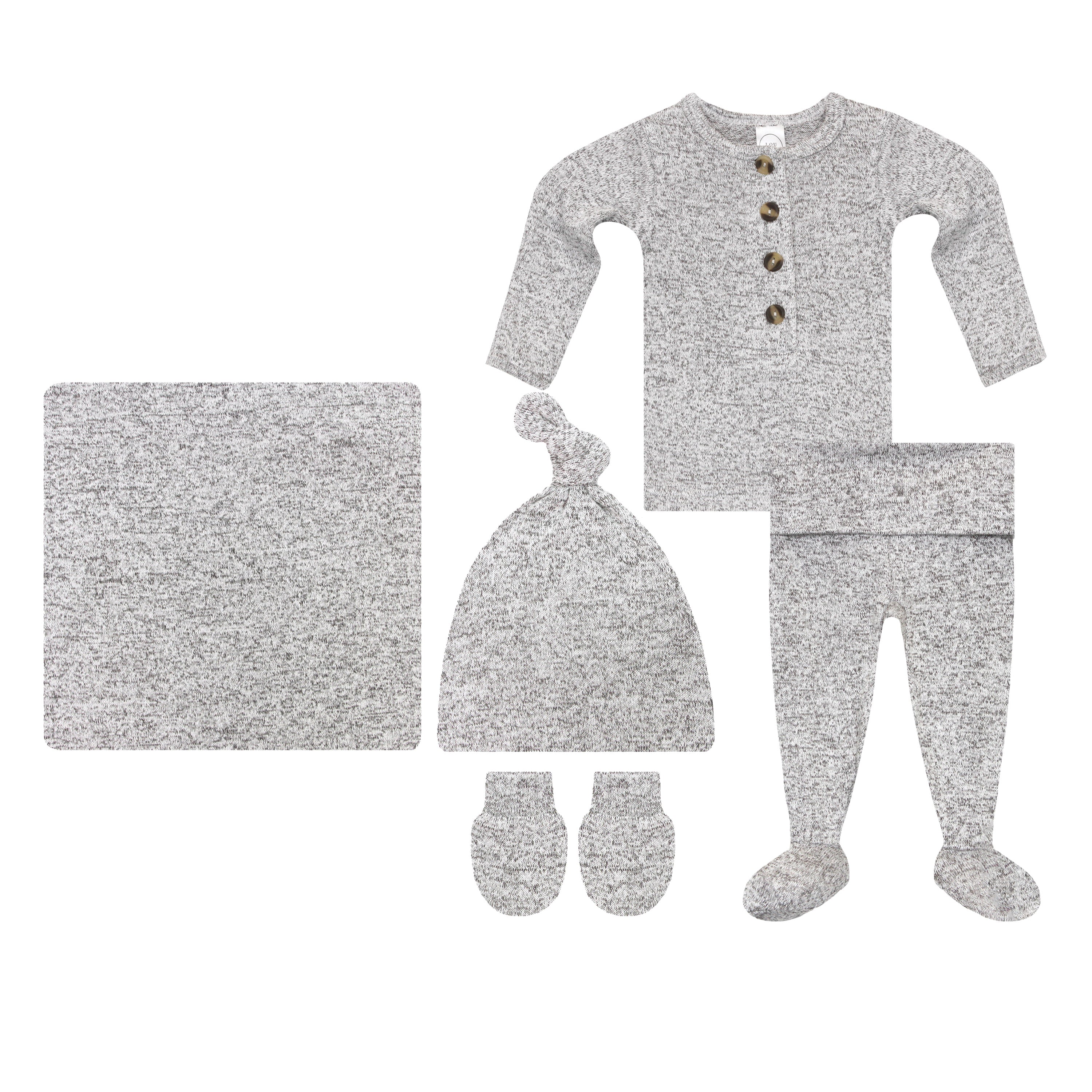Sam Plush Knit Newborn Hat Bundle + Top + Bottoms