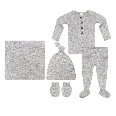 Sam Plush Knit Newborn Hat Bundle + Top + Bottoms