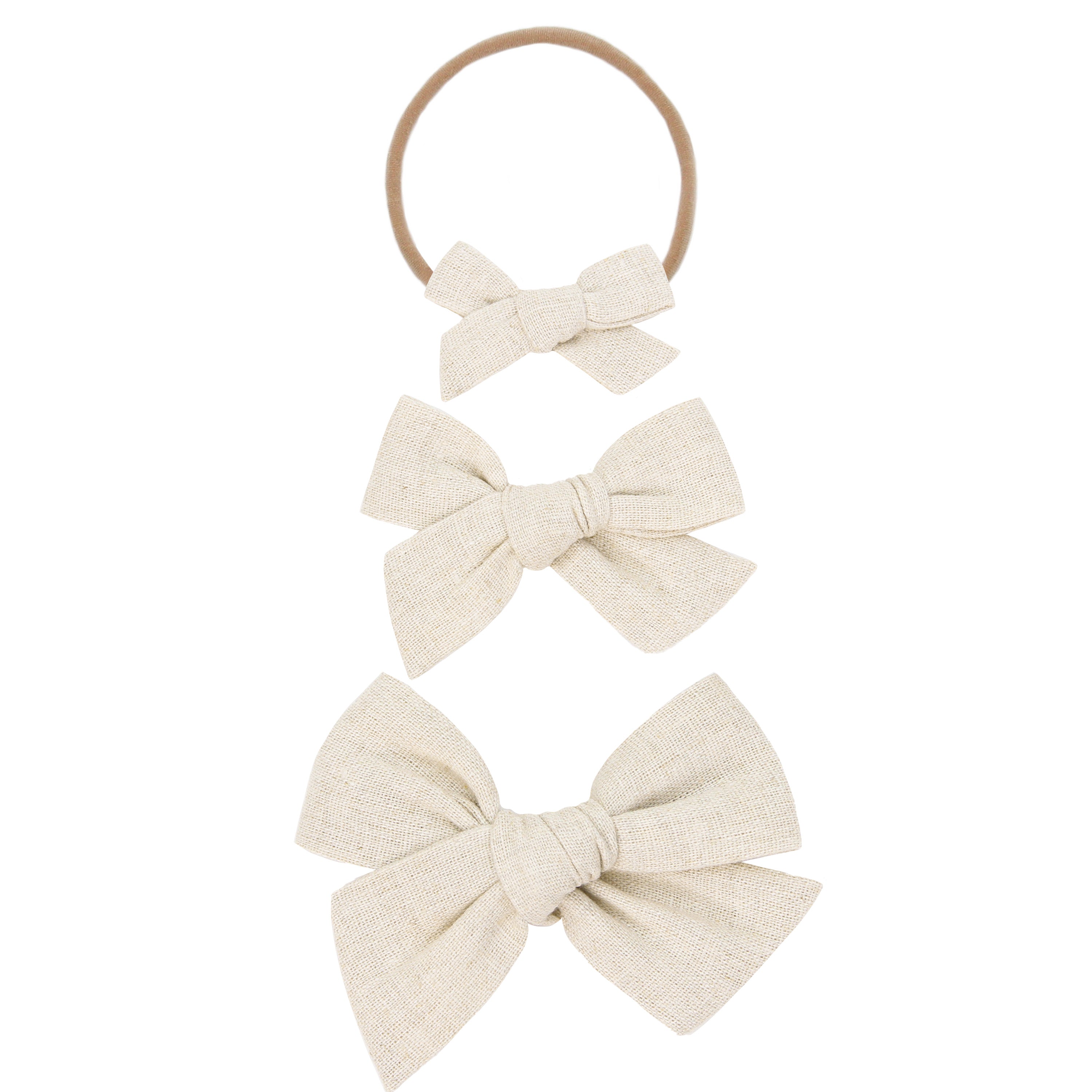 Linen Bow - Sand Headband