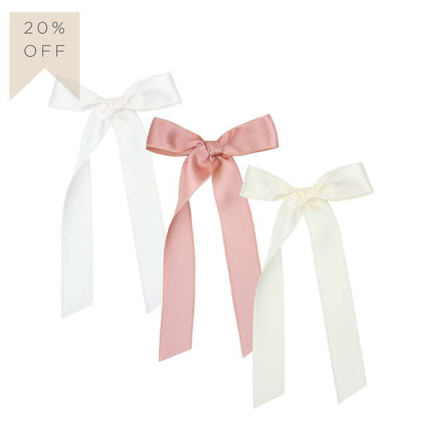 Satin Bow 3 Pack: French Pink Sash Clips
