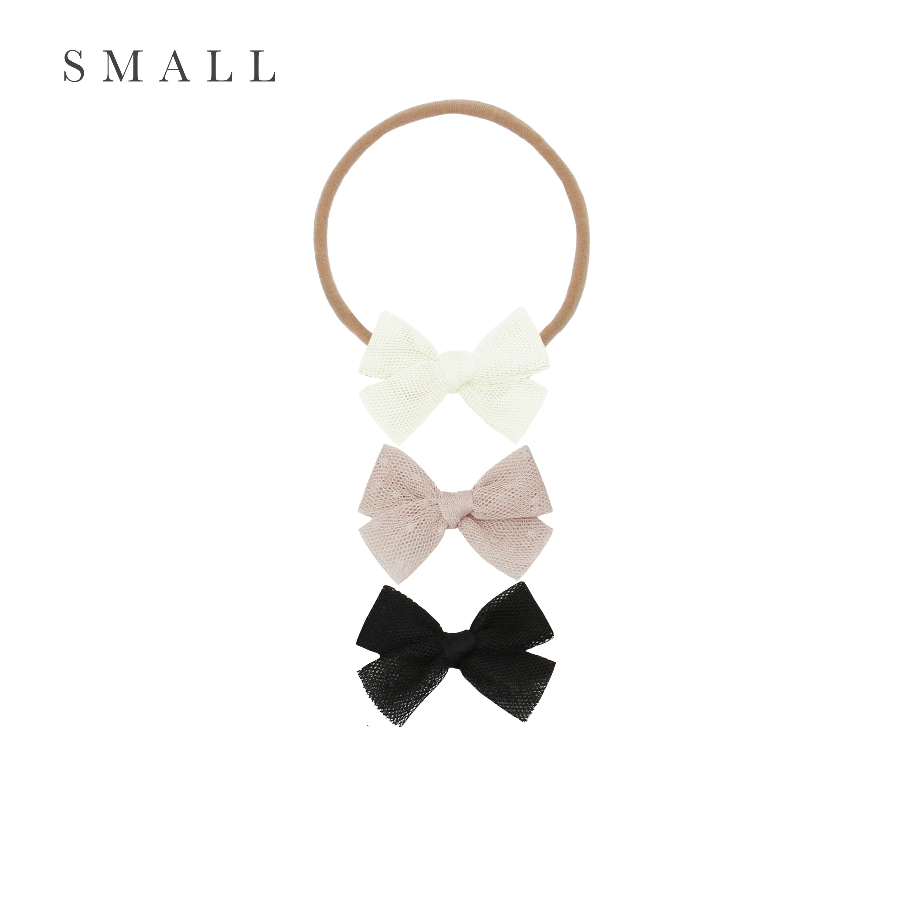 Tulle Bow 3 Pack: Tan Dot