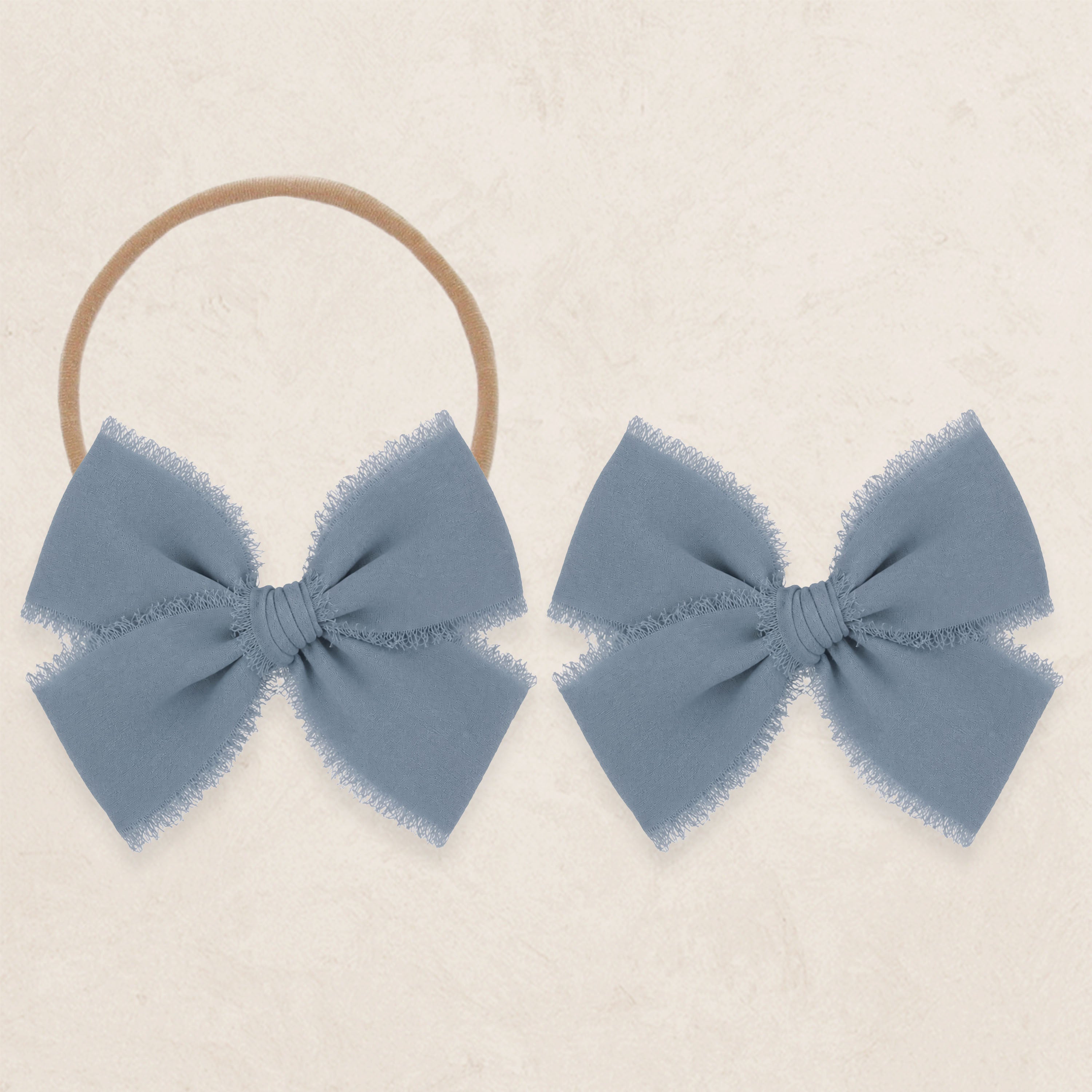 Chiffon Bow - Steel Blue