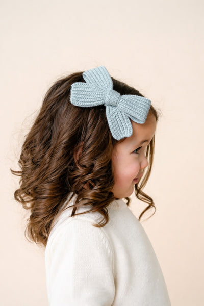 Sweater Bow - Steele Chunky Knit Clip