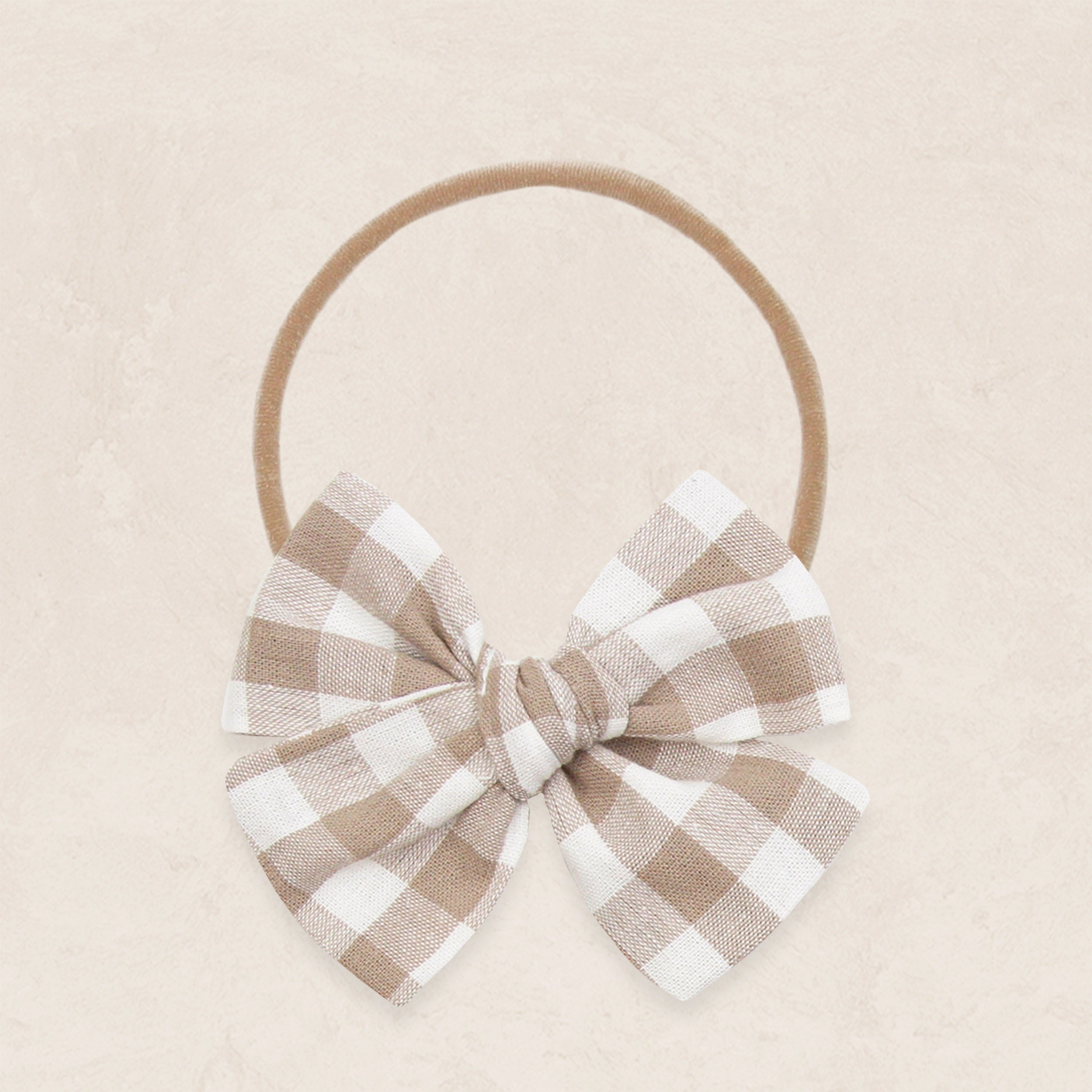 Adventure Bow - Taupe Gingham