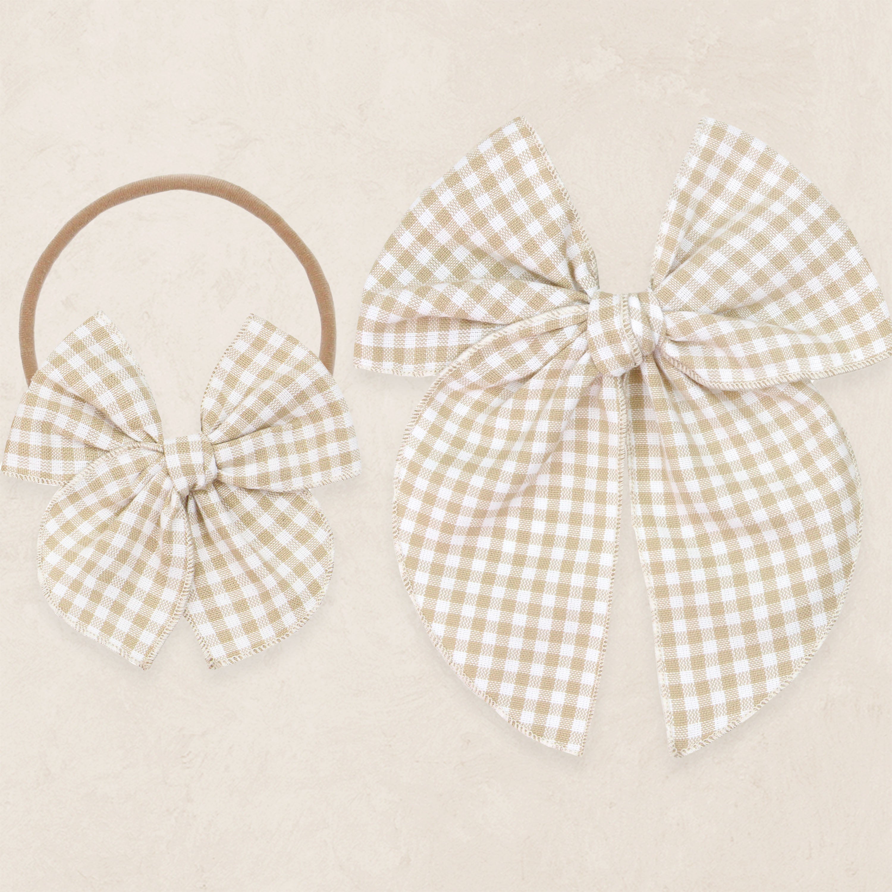 Heirloom Bow - Tan Gingham