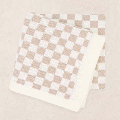 Knit Blanket - Tan Checkered