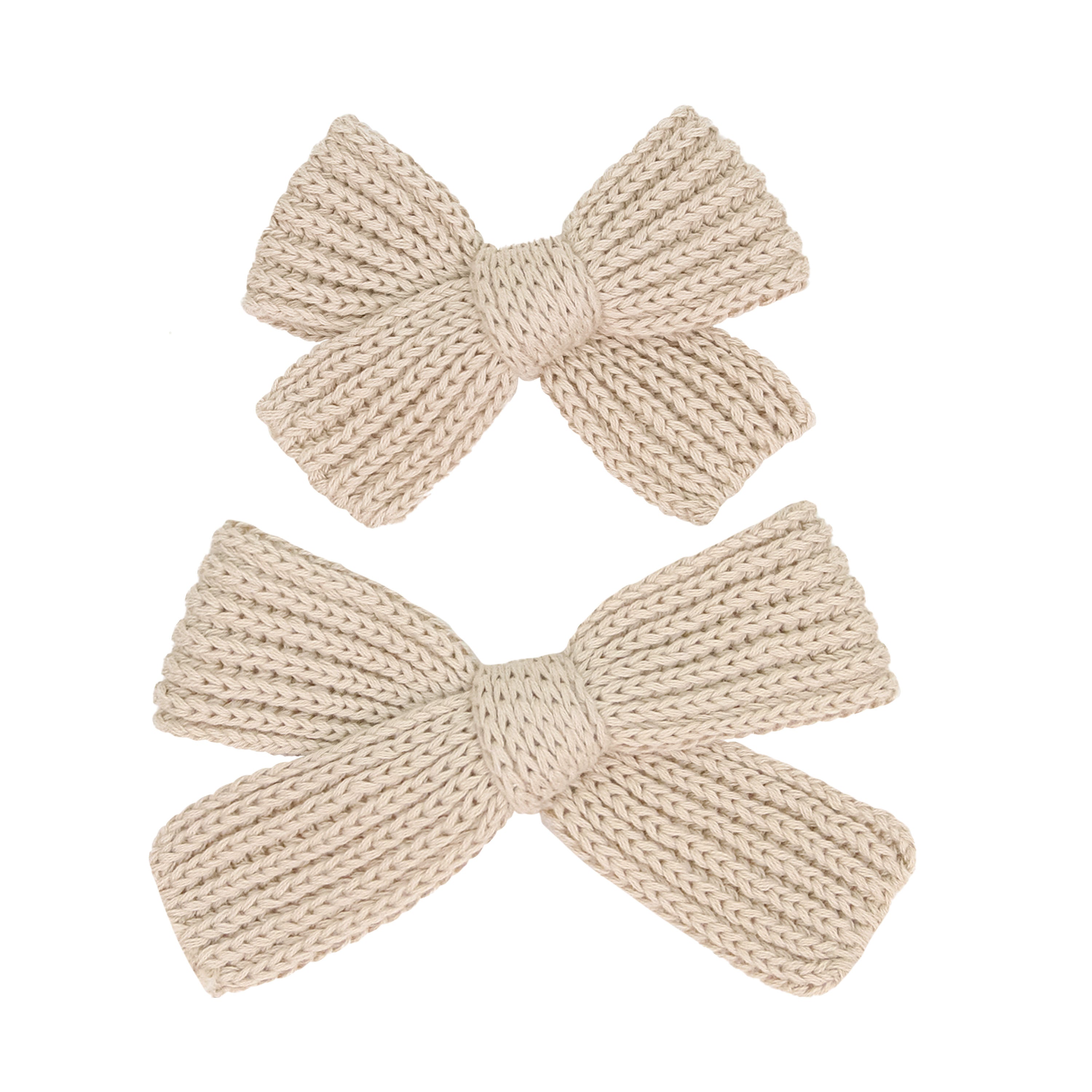 Sweater Bow - Tan Chunky Knit Clip