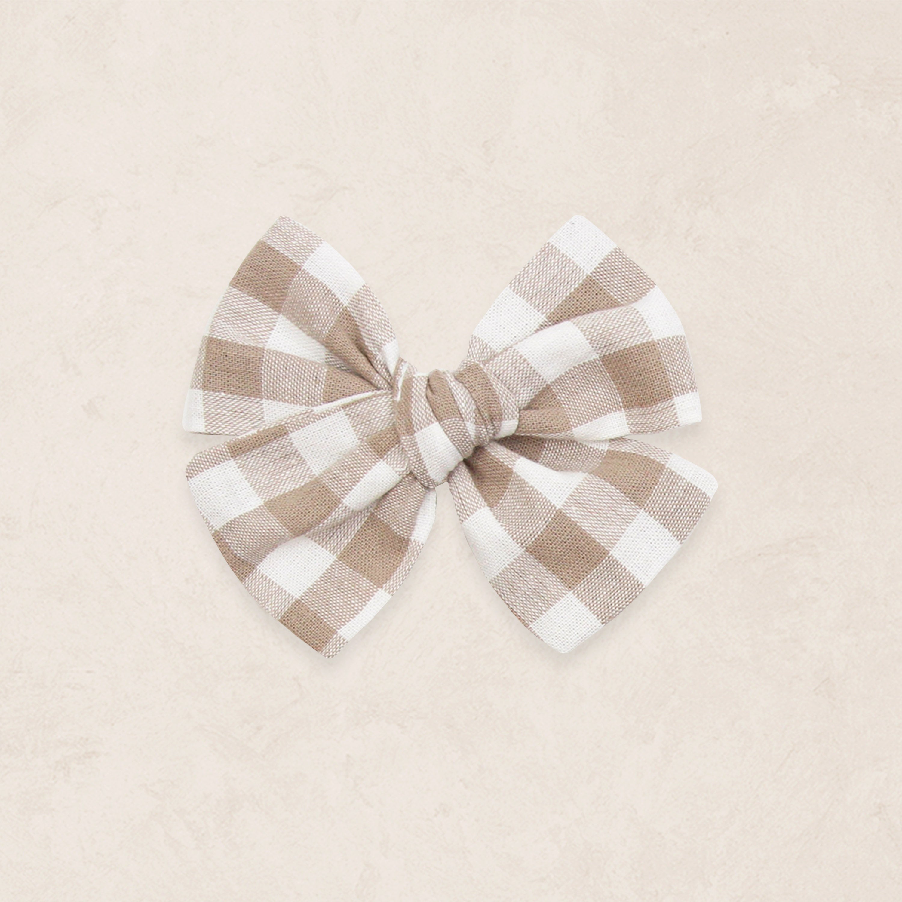 Adventure Bow - Taupe Gingham Clip