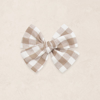 Adventure Bow - Taupe Gingham Clip